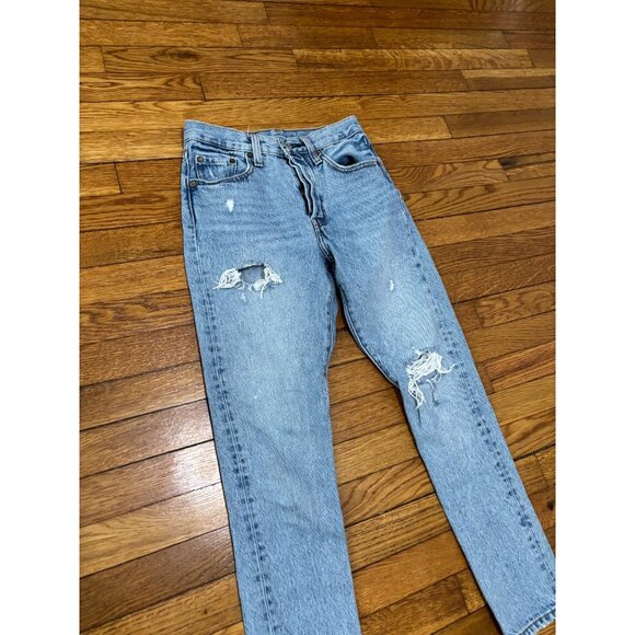 Levis 501 S Skinny Button Fly Dark Wash Blue Denim Jeans Womens Size 24 (24x27) - Picture 2 of 8